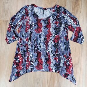 🔺️Nine Four One Blue & Red Tie Dye Splatter Print Top XLarge